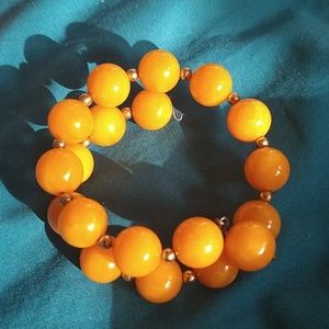 VTG Yellow Butterscotch Bead wrap bracelet